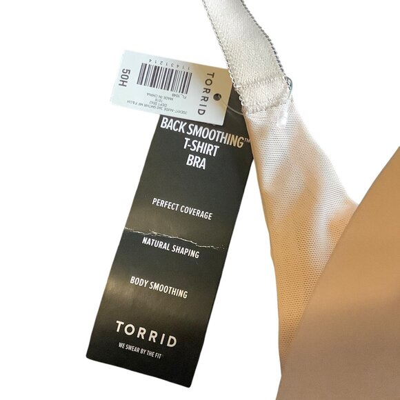 Torrid Back Smoothing T-Shirt Bra Size 50H Beige NEW NWT Adjustable Smooth - Picture 2 of 8
